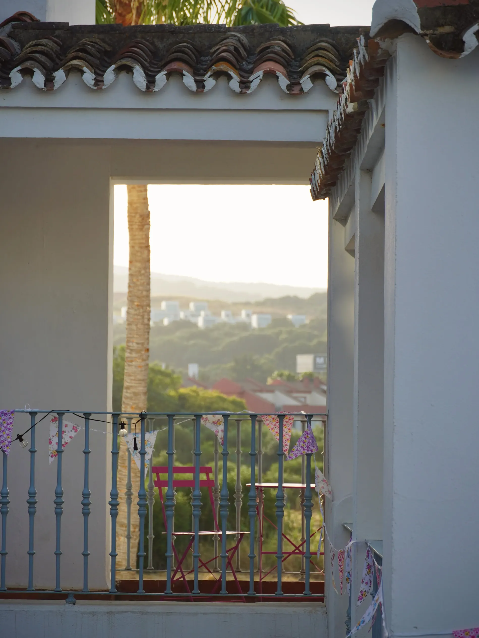 West-facing balcony at the end of the day